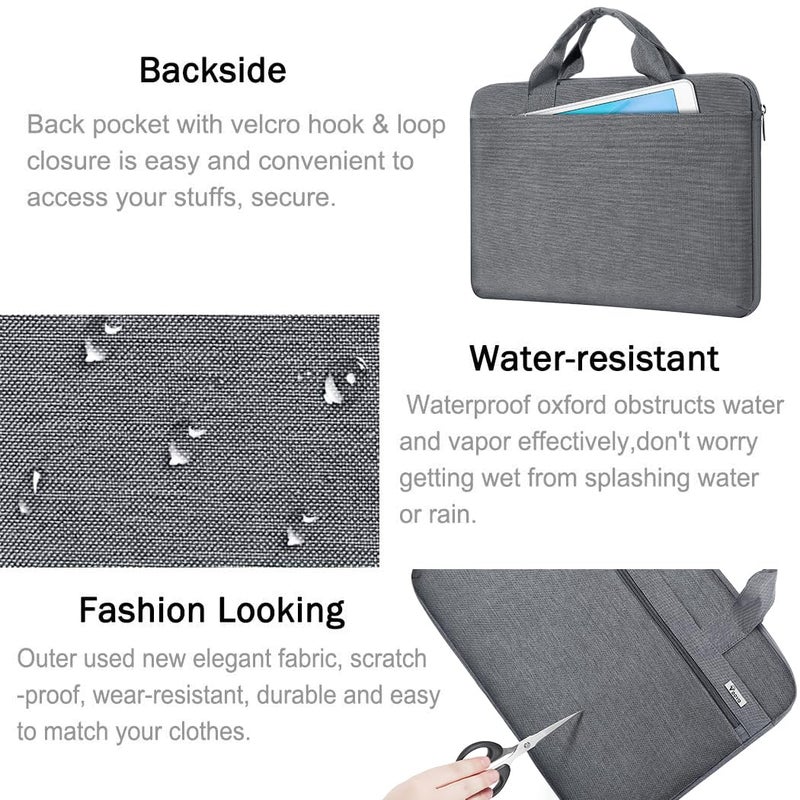 Voova Laptop Bag 15.6 Inch, 360Â° Protective Laptop Case Sleeve Compatible with MacBook Air 15 M2/M3/M4, MacBook Pro 15/16, 15-16â€ Lenovo Dell Hp, Waterproof Computer Bag Slim Briefcase, Grey - Image 4